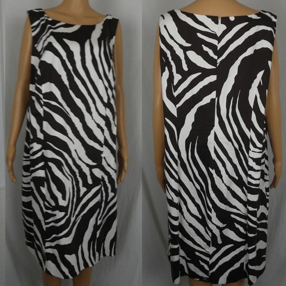 Peter Nygard Plus Size Zebra Print Sheath Dress B… - image 1